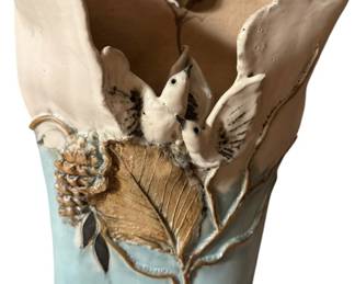 Signed Turquoise Ivory Vase