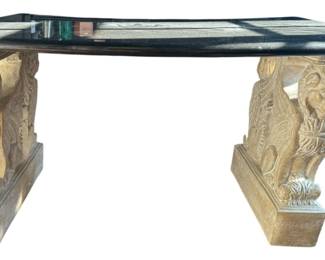 Cast Stone and Marble Top Office Desk