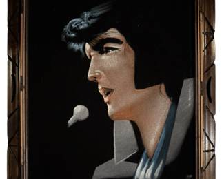 Framed Painting of Elvis on Black Velvet