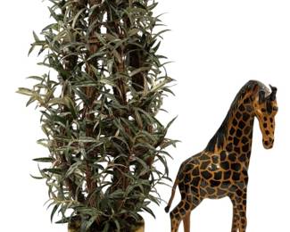 Wood Giraffe Faux Plant