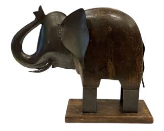 Wooden Metal Elephant Figure