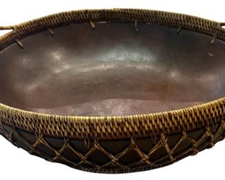 Vintage Boho Wooden Wicker Basket