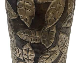 Metal Vase wLeaf Design