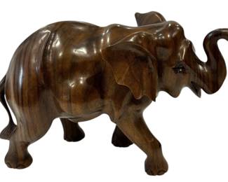 Detailed Wooden Elephant Figure