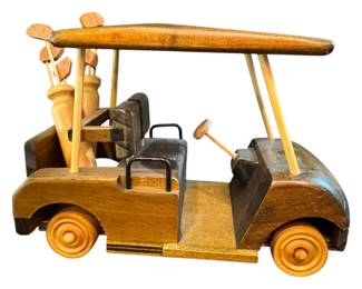 Wooden Golf Cart with 2 Sets of Golf Clubs