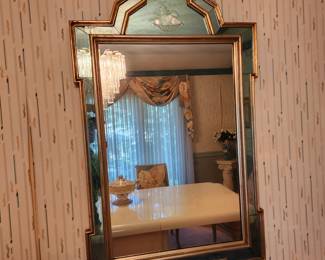antique, etched mirror (note some damage at top)