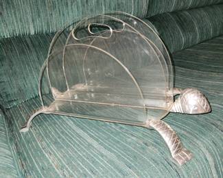 Hard to find, vintage lucite & metal turtle magazine rack by Arthur Court (look it up!)