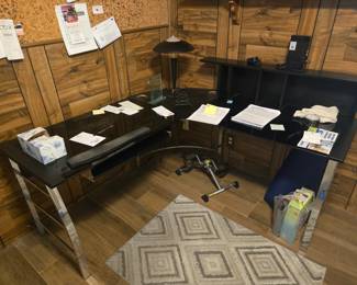 Glass-top corner desk