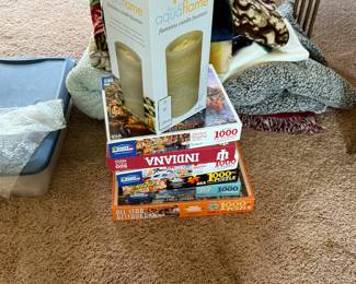 Puzzles, blankets, candles
