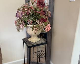 Flower arrangement, stand and mirror