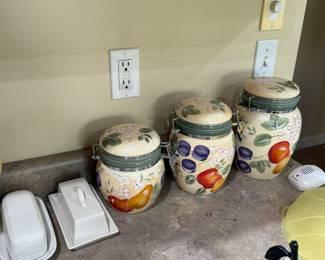 Canisters, butter dishes