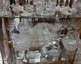 Cut glass basket, covered dishes
