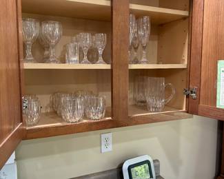 Glassware, soup pot, serving bowl and platter