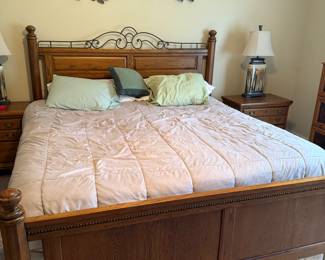 Bed is king size 2 lamps wall art
