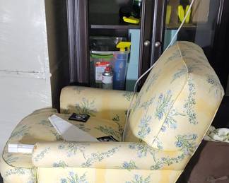 Pair of yellow floral accent chairs