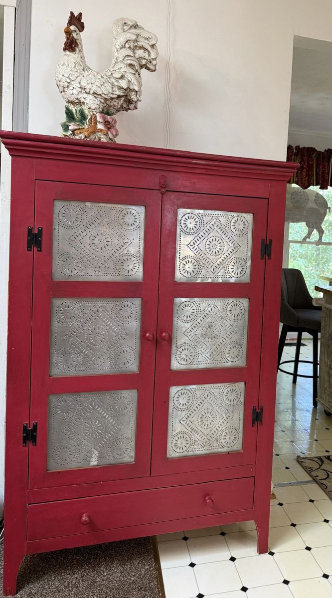 Red Painted Pie Safe