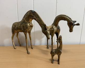 Brass Deer Family Statues