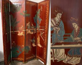 Chinese Red Laquer Privacy Screen