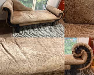 Fainting Couch / Chaise Lounge Carved Frame