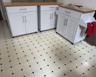 ( 3 ) Rolling Painted Cabinets