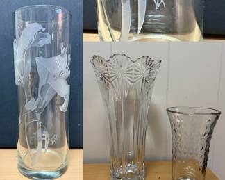 14” Mikasa Neptune Crystal Case
PERRY COYLE Crystal Art Glass Signed Vase Etched 10 7/8 in Tall
