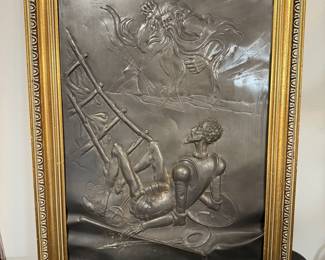 Rare Vintage Don Quixote Bas Relief
Metal Panel - Framed