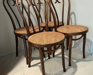 Vintage Thonet Style Bentwood Dining Side Chairs (set of 4)