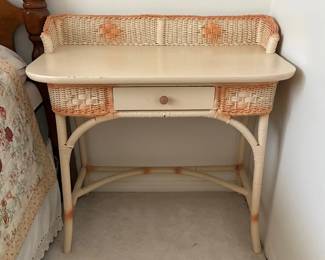Vintage white wicker vanity
