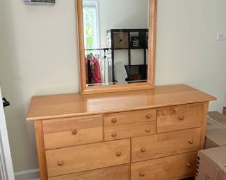 natural wood dresser + mirror