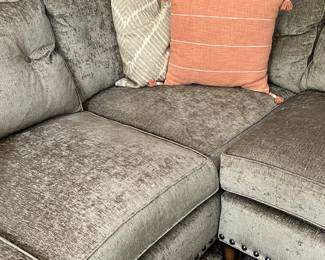 Arhaus sofa sectional with nail head trim - 118 “L right side x 92” L left side x 29”  frame height x 39”d