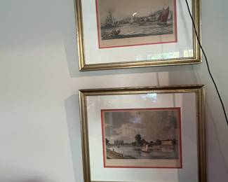 antique English etchings, framed (4)
