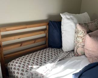 natural wood slat bed frame