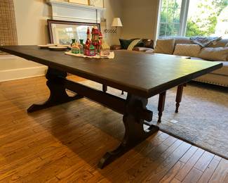 handmade trestle dining table 43”w x 30 ½”h x 89 ¼” L (no nails, all handmade)