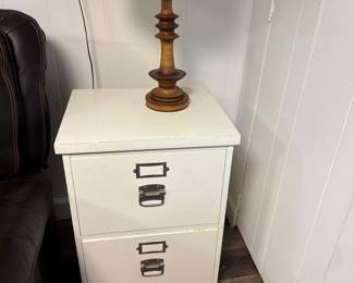 White file drawer side table