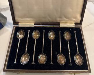Antique English cased sterling demitasse spoons