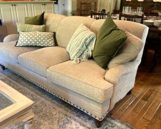 Arhaus sofa - beautiful neutral with nailhead trim - 87”L  x 41”d x 36”h