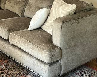 Arhaus sofa sectional with nail head trim - 118 “L right side x 92” L left side x 29”  frame height x 39”d