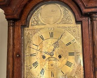details of c. mid 1700s Thomas Sharp Clockmaker - Antique English long case clock - purchased in Wales in the 1960s