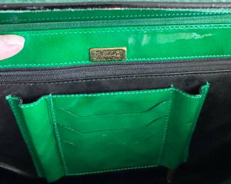 Bally kelly green patent leather bag