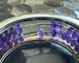 Jean Paul Gaultier sterling & amethyst bead hinged cuff bracelet  159 grams