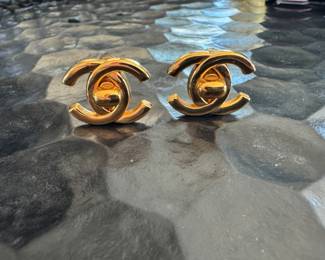Chanel gold tone earrings
