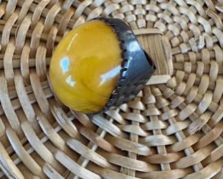 Rebecca Collins silver & amber ring
