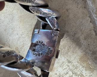 Chrome Hearts Rolo Chain Fleur-de-Lis bracelet       sterling 500.7 grams - dent in locking mechanism