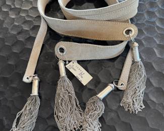 Alessandro Dell'Acqua leather belt with metallic chain tassels