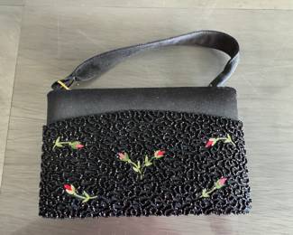 Vintage beaded compact clutch