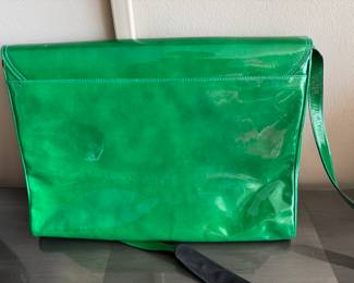 Bally kelly green patent leather bag