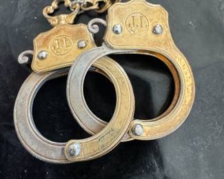 English silver handcuff necklace - stamped JL