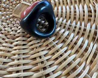 Monies chunky coral & ebony ring