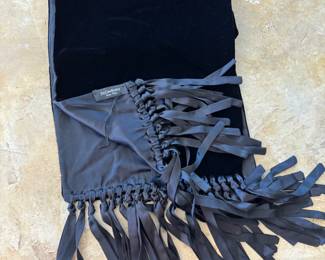 Yves St. Laurent fringed velvet scarf