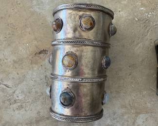 Silver cuff with inset stones